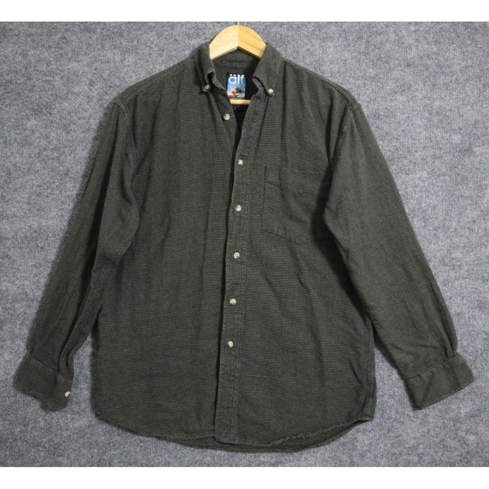 Vintage Alf Kuhl Shirt Men Small Brown Woven Flannel Button Down 90s‎ Retro VTG